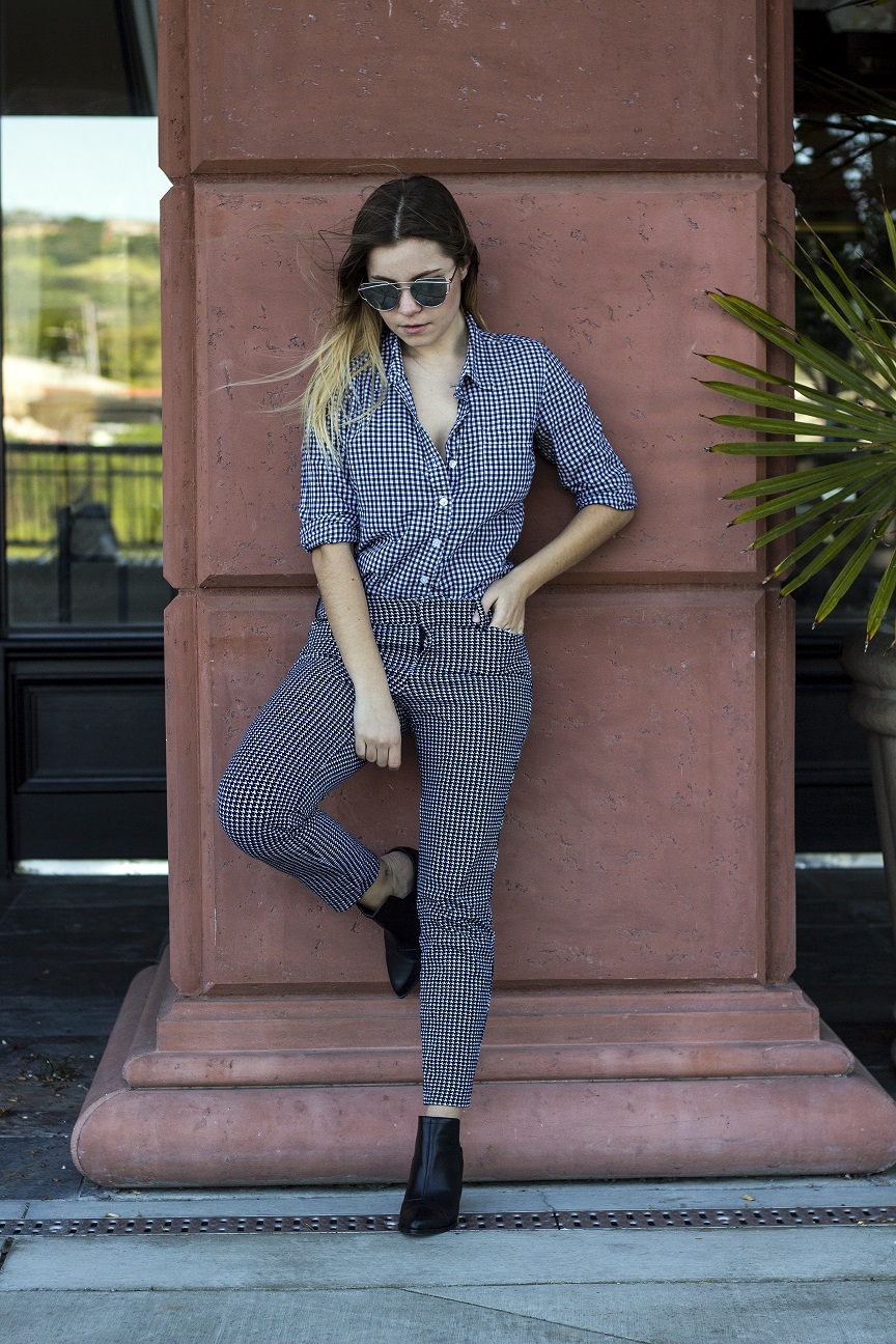 gingham print business casual